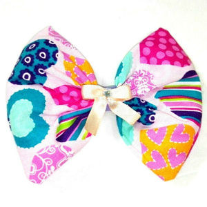 Hearts Handmade Hair Bow 5" x 4.5"